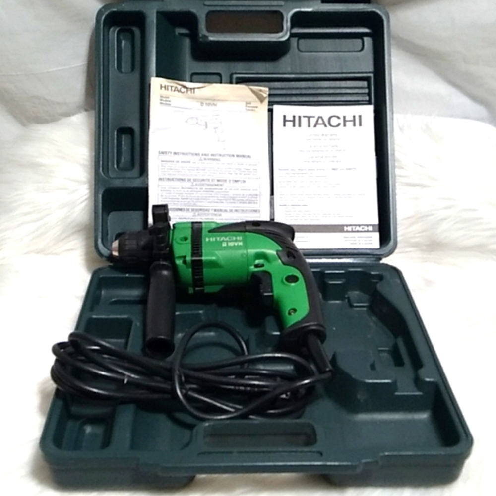 Hitachi Electric 3/8" Chuckless D 10VH Drill W/Side Handle & Crush Proof Case - Picture 1 of 7